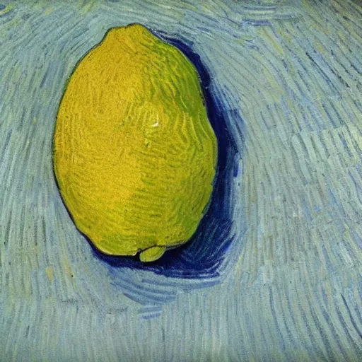 Image similar to portrait by vincent van gogh of a lemon wearing a suit