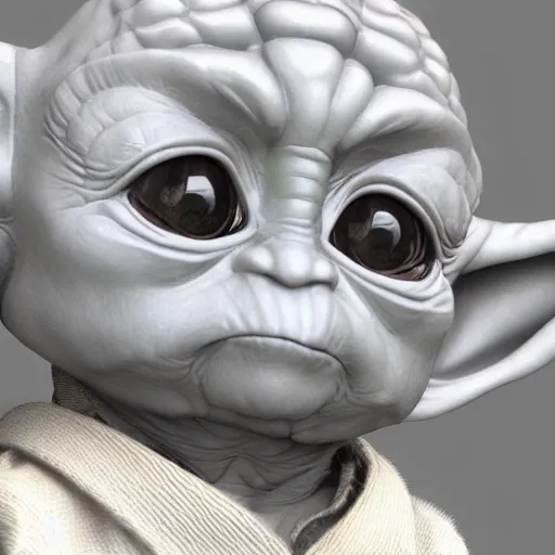 Prompt: portrait of baby yoda as a middle-aged man, au naturel, hyper detailed, digital art, trending on artstation, cinematic lighting, studio quality, smooth render, unreal engine 5 rendered, octane rendered, art style by klimt and nixeu and ian sprigger and wlop and krenz cushart