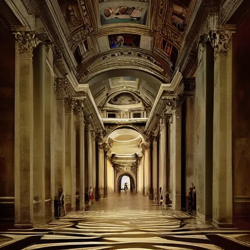 Prompt: Paint the secrets inside the Vatican, Sureal, Trending artstation, cinematográfica, digital Art