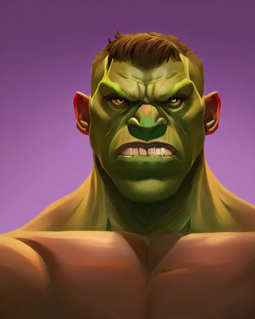 Image similar to « a portrait of a muscular green orc, a character portrait by paul kelpe, reddit contest winner, sots art, ilya kuvshinov, 2 d game art, parallax »