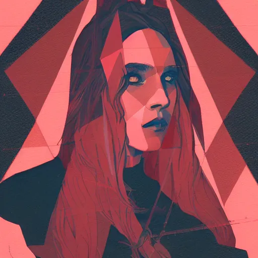 Prompt: Scarlet Witch profile picture by Sachin Teng, asymmetrical, Organic Painting , Matte Painting, geometric shapes, hard edges, graffiti, street art:2 by Sachin Teng:4