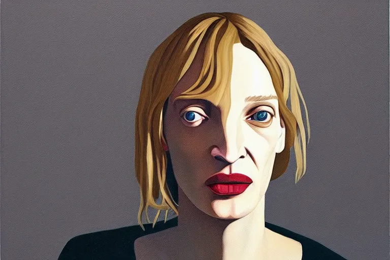 Prompt: portrait of uma thurman artwork by tim eitel