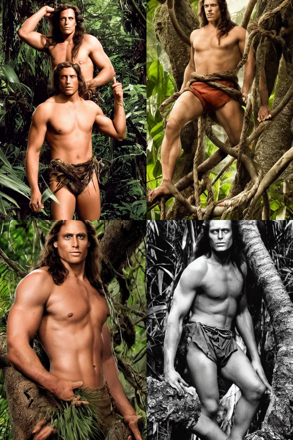 Prompt: Tarzan, lord of the jungle, professional photo.