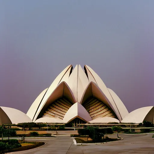 Prompt: futuristic lotus temple space station with gold, red and white marble panels, by zaha hadid and buckminster fuller and syd mead, intricate contemporary architecture, photo journalism, photography, cinematic, national geographic photoshoot