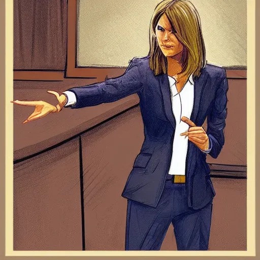 Image similar to olivia benson pointing in court, digital painting, ultradetailed, artstation, ultradetailed, pinterest,