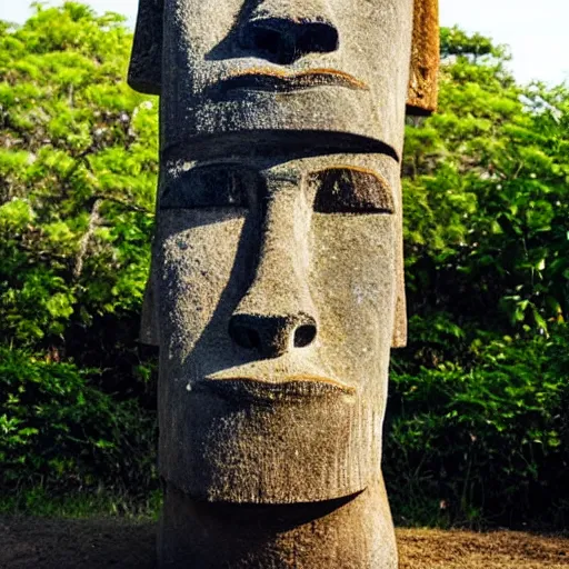 Prompt: Easter island head statue