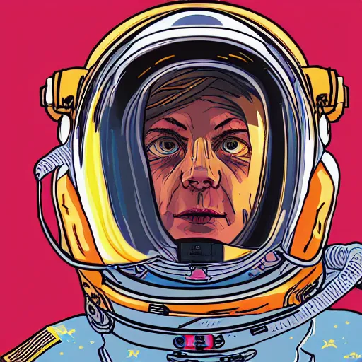 Prompt: in the style of max prentis and deathburger and laurie greasley a portrait of astronaut, highly detailed, colourful, 8k wallpaper