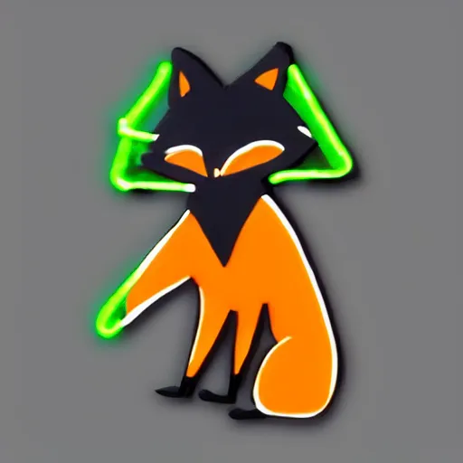 Image similar to a fox wearing a black hoodie with glowing neon stripes, in the style of anime