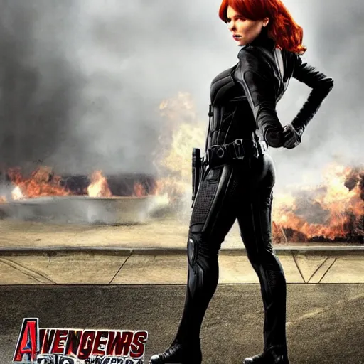 Image similar to Norman Reedus as Black Widow from The Avengers, cinematic photo