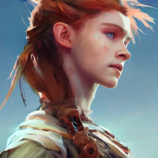 Image similar to Aloy Horizon Zero Dawn, digital painting by Yanjun Cheng, portrait , cinematic lighting, highly detailed, concept art, Atmosphere, illustration, smooth, sharp focus, editor's pickup, trending on artstation, trending on deviantart