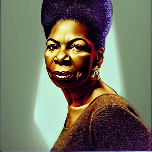 Image similar to portrait nina simone by leng jun, hyper real