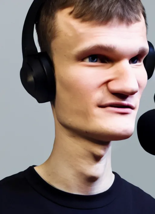 Image similar to vitalik buterin in headphones starring in pixar cartoon. vitalik buterin, medium shot, perfect symmetric face, coherent eyes, pixar cartoon style, beautiful face, fine details., very sharp, 4 k