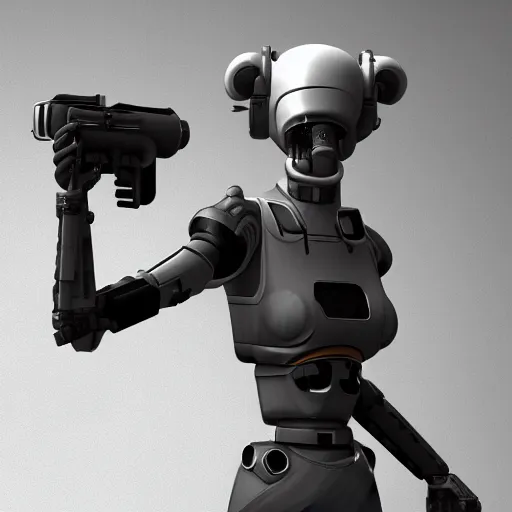 Prompt: an android with a gun in its mouth, a computer rendering by josetsu, cgsociety, les automatistes, sketchfab, zbrush, rendered in maya, 4 k, photo realistic, cinematic, mech