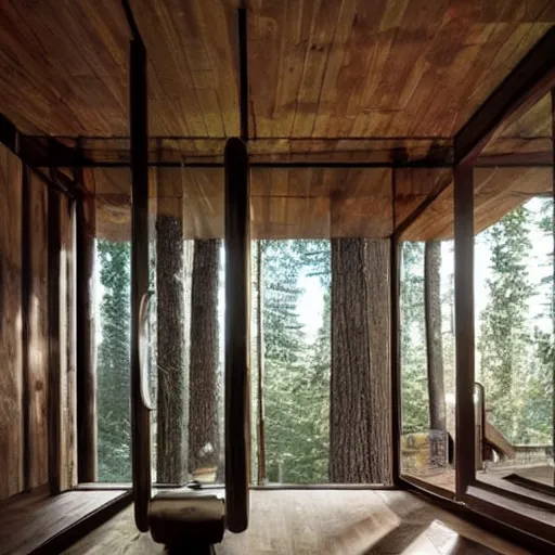 Image similar to a beautiful wood cabin in the forest made of angelina jolie