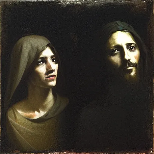 Prompt: jesus and mary by nicola samori