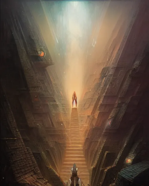 Prompt: inside a pyramid made of pyramids and eyes fantasy character portrait, ultra realistic, wide angle, intricate details, blade runner artifacts, highly detailed by peter mohrbacher, boris vallejo, hajime sorayama aaron horkey, gaston bussiere, craig mullins