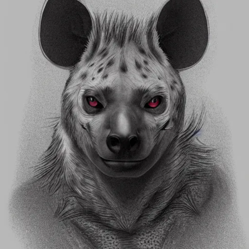 Image similar to a portrait of a hyena character, in the style of wayne barlowe