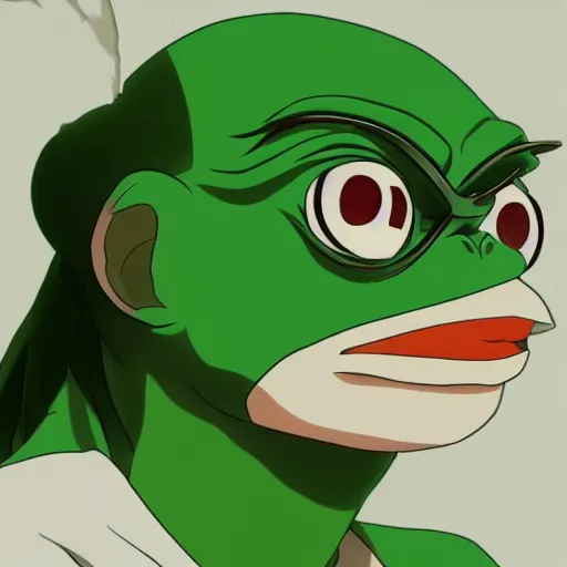 high quality portrait of pepe meme. art by makoto, Stable Diffusion