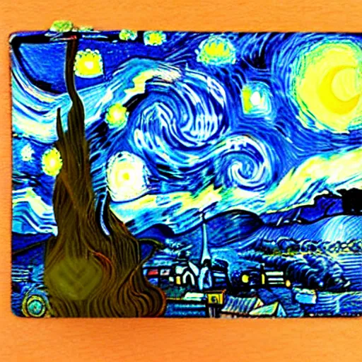 Image similar to van gogh ( happy ) ( painting starry night ) stop motion vinyl action figure, plastic, toy, butcher billy style