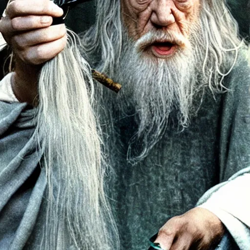 Prompt: gandalf smoking a joint