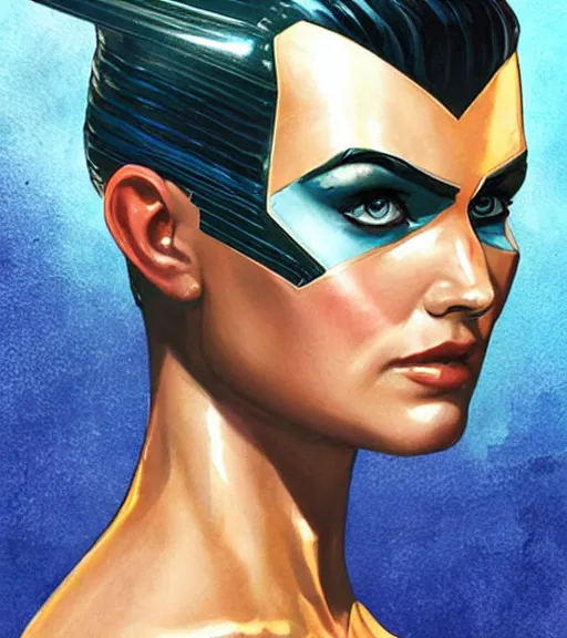 Prompt: vulcan female android, by MARVEL comics and Sandra Chevrier
