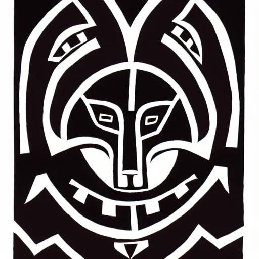 Prompt: wolf. pacific northwest coast, haida gwaii, formline native art, tribal art, haida, clean, symmetrical