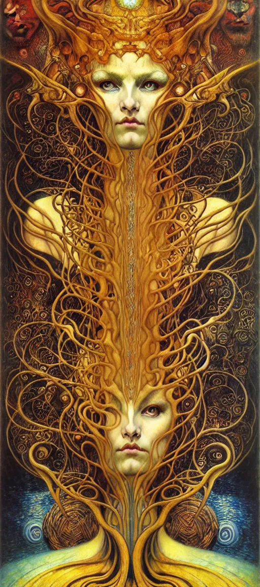 Image similar to Divine Chaos Engine by Karol Bak, Jean Delville, William Blake, Gustav Klimt, and Vincent Van Gogh, symbolist, visionary