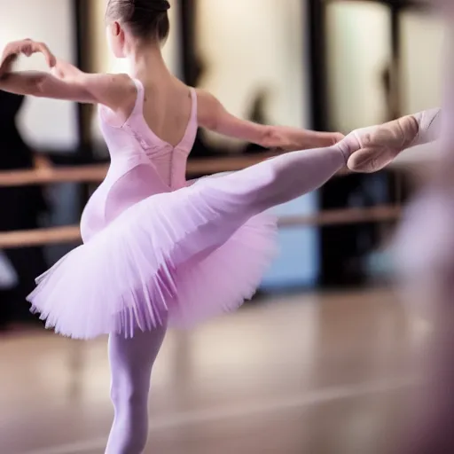 Prompt: a beautiful female performs ballet for a crowd of cameras, 5 0 mm lens, f 1. 4, sharp focus, ethereal, emotionally evoking, head in focus, volumetric lighting, 8 k