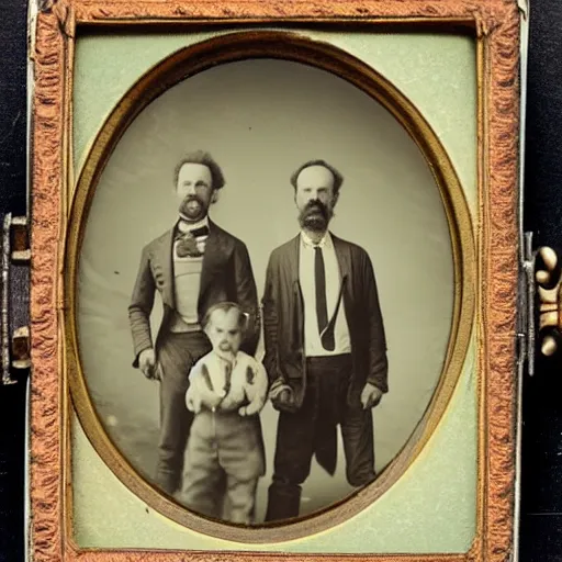 Prompt: photo of rick and morty, in 1 8 8 0 s tintype style.
