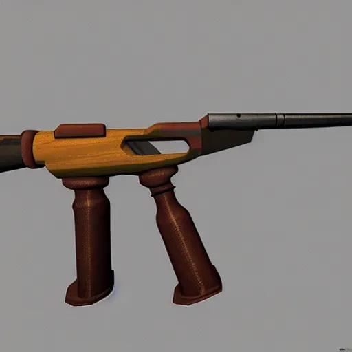 Image similar to double barrel shotgun, pale colors, low poly artstation