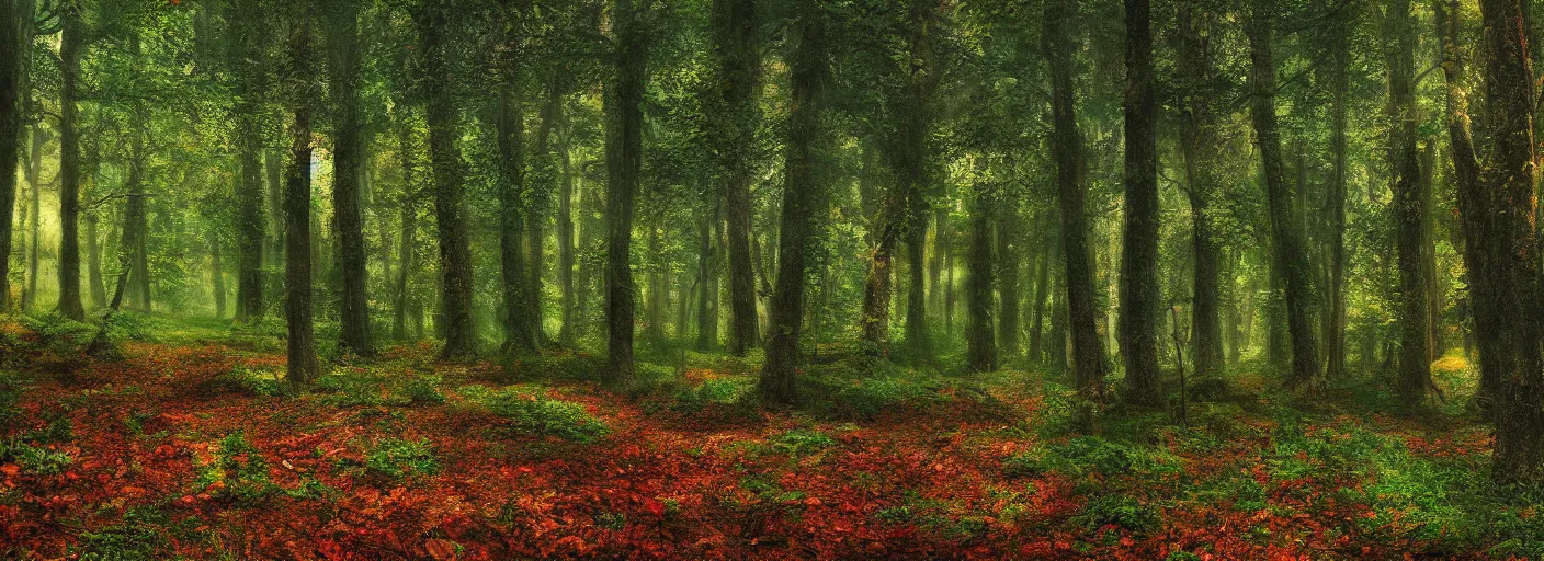 Image similar to a clearing in a forest, digital art, highly detailed, realistic, bright colors, 8 k