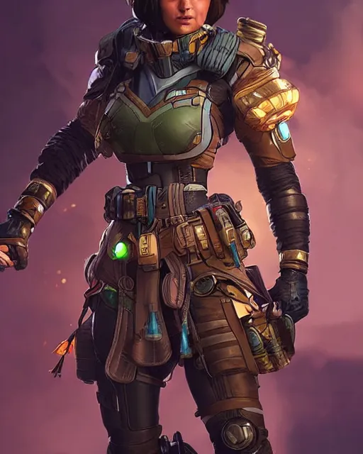 Prompt: Amazon Majesty as an Apex Legends character digital illustration portrait design by, Mark Brooks and Brad Kunkle detailed, gorgeous lighting, wide angle action dynamic portrait