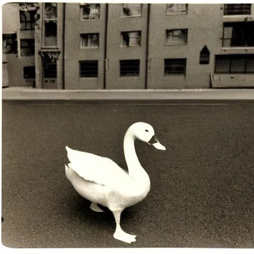 Image similar to robotic goose polaroid 1980s high quality