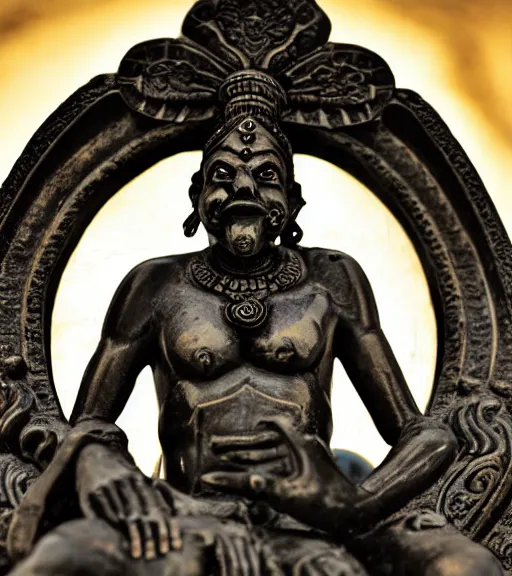 Prompt: mystical hindu black death god statue, dslr photo, grainy, high detail, high resolution