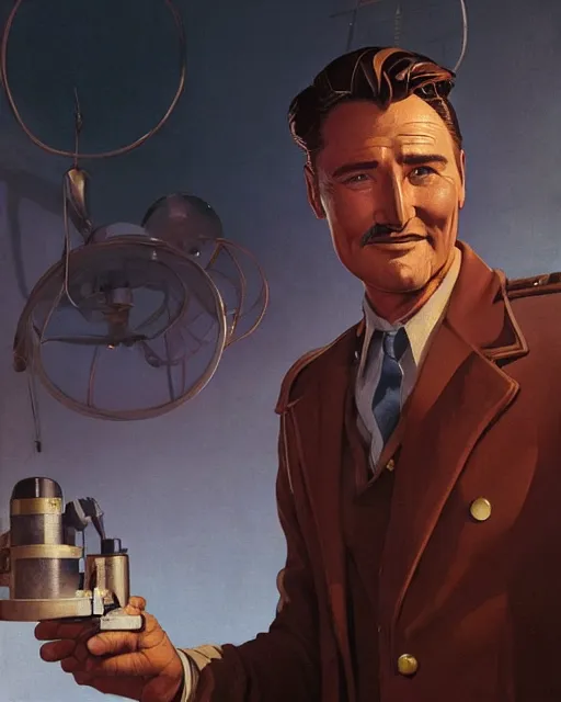 Prompt: Errol Flynn as a scientist. 1980s dystopian Soviet Russia, propaganda screens. Stephen Bliss, unreal engine, fantasy art by Greg Rutkowski, Loish, Rhads, Makoto Shinkai and Lois van baarle, Ilya Kuvshinov, rossdraws global illumination, radiant light, faithfully depicted facial expression, perfect anatomy, detailed and intricate environment