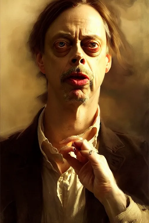 Image similar to beautiful portrait half steve buscemi trapped in an artisan loaf of sourdough bread, art by anders zorn, wonderful masterpiece by greg rutkowski, beautiful cinematic light, american romanticism thomas lawrence, greg rutkowski