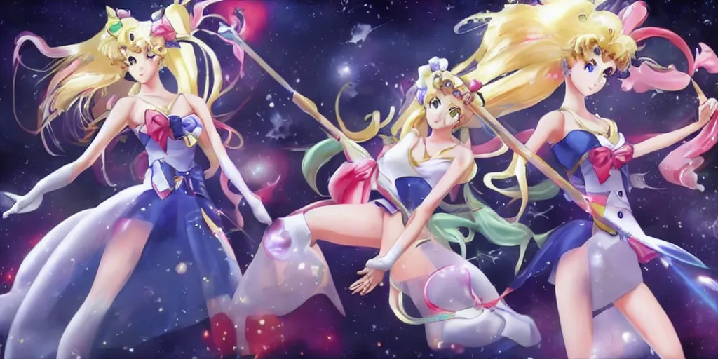 Prompt: sailor moon in battlefield video game, concept art, very detailed and realistic