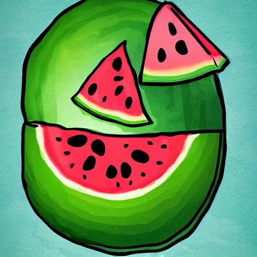 Image similar to A sad watermelon, dreaming of becoming a tank. @adss , digital art