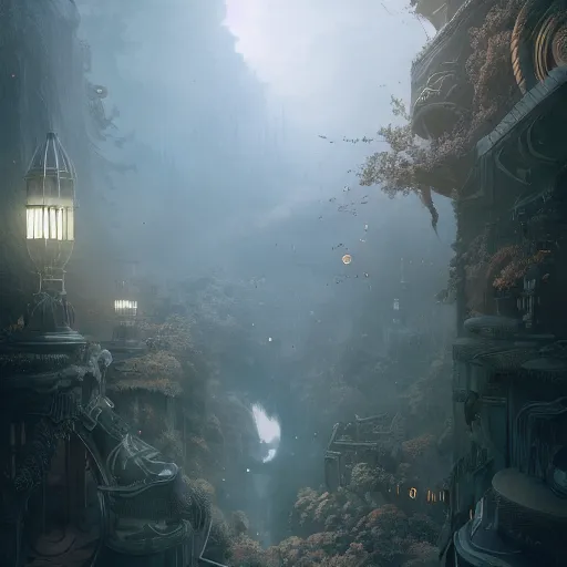 Image similar to kodak portra 8 0 0, infinitely detailed hd scenery ambience from nier automata, dream design, relief concept, majestic dream scenery smooth, sharp focus, an ultrafine detailed illustration by james jean, intricate linework, octane render, by ruan jia and nier automata detailed cybermagic atmospherics