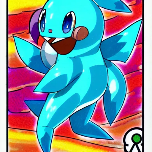 Prompt: 1999 Ken Sugimori artwork of a new water type Pokémon, official key colored line art