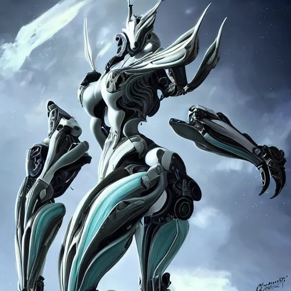 Image similar to highly detailed giantess shot, exquisite warframe fanart, looking up at a giant beautiful majestic saryn prime female warframe, as a stunning anthropomorphic robot female hot dragon, looming over you, elegantly posing over you, sleek bright white armor, camera between towering detailed robot legs, looking up, proportionally accurate, anatomically correct, sharp detailed robot dragon paws, two arms, two legs, camera close to the legs and feet, giantess shot, furry shot, upward shot, ground view shot, leg and hip shot, elegant shot, epic low shot, high quality, captura, realistic, sci fi, professional digital art, high end digital art, furry art, macro art, giantess art, anthro art, DeviantArt, artstation, Furaffinity, 3D realism, 8k HD octane render, epic lighting, depth of field