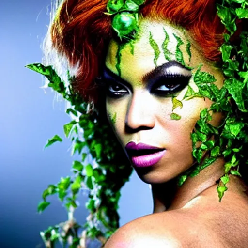 Image similar to stunning awe inspiring beyonce as poison ivy, movie still 8 k hdr atmospheric lighting