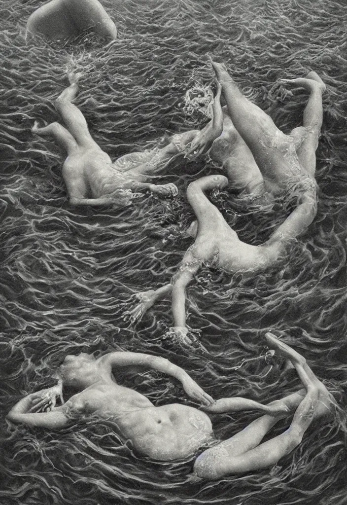 Image similar to highly detailed surrealist art about drowning slowly