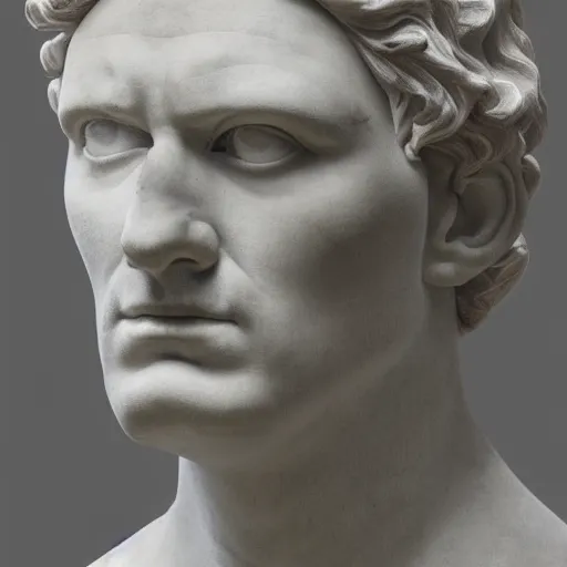 Image similar to ” marble bust of a man who figure out the meaning of life, [ facial expression, emotion, face, photoreal, ultra detail, intricate, masterpiece, dslr, museum ] ”