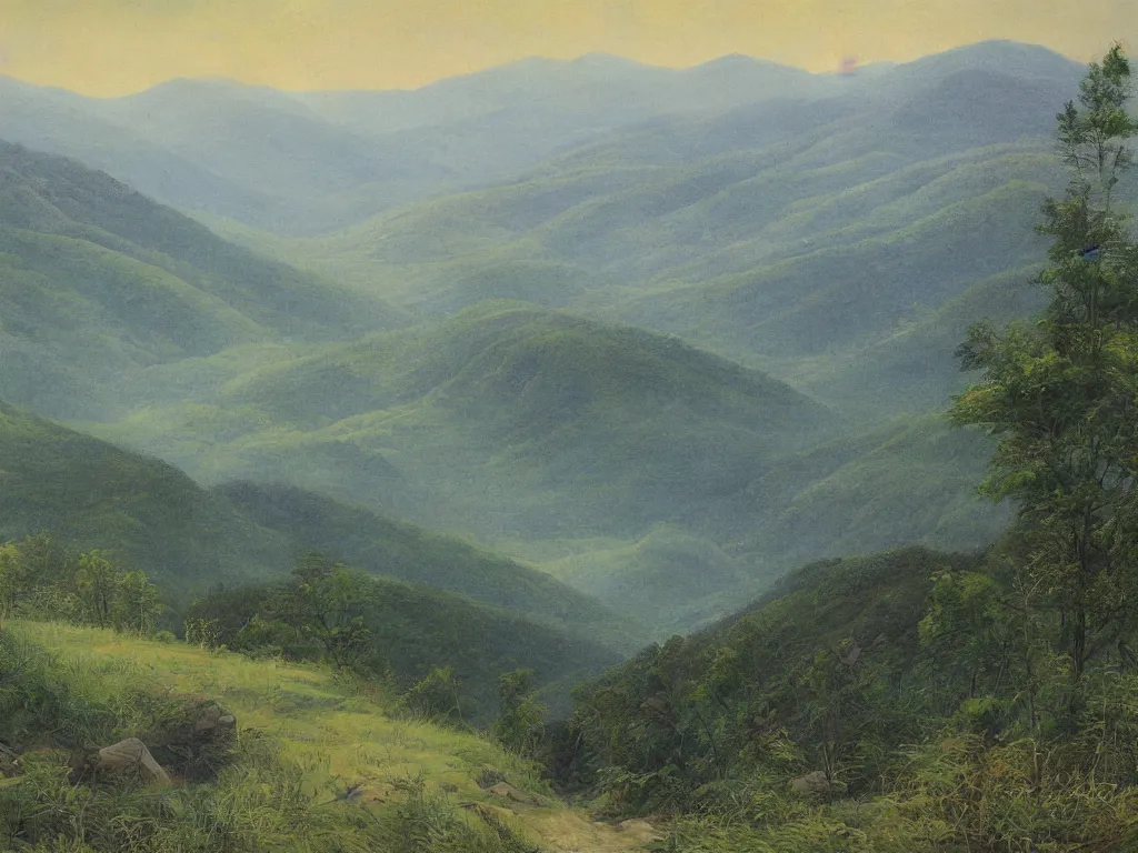 Prompt: appalachian landscape of the laurentian region, artwork by yang yongliang.