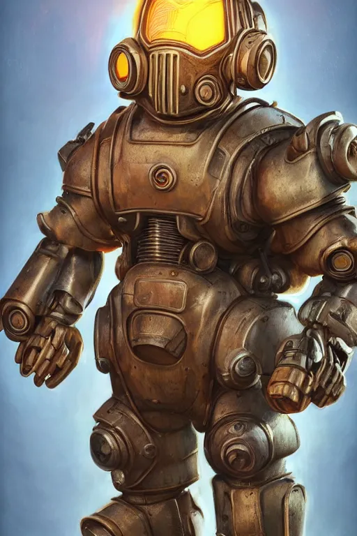 Prompt: hardmesh retro futurist steampunk fallout 7 6 power armor, hyper realistic, art cover, official fanart behance hd artstation by jesper ejsing, by rhads, makoto shinkai, final fantasy, unreal engine highly rendered, global illumination, radiant light, intricate environment radiating a glowing aura global illumination ray tracing hdr