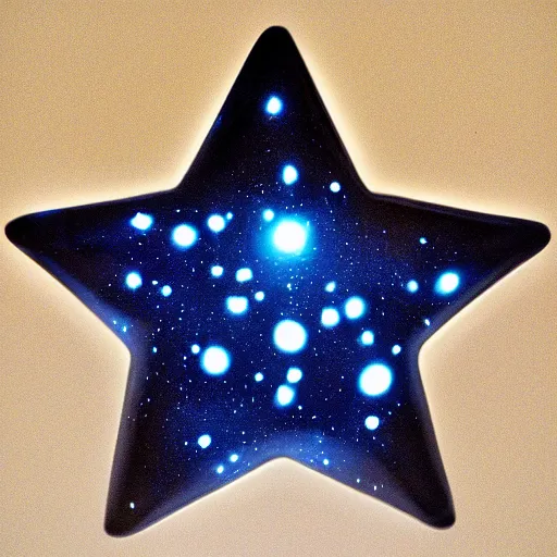 Image similar to dark blue glowing ceramic star shape, photograph