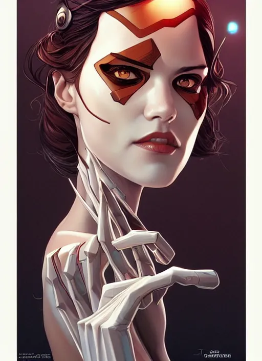 Prompt: artgerm, joshua middleton comic cover art by aigoworld, triangular skeletal calcium fungus lich, full body, symmetrical eyes, symmetrical face, long curly black hair, cyborg, warm colors