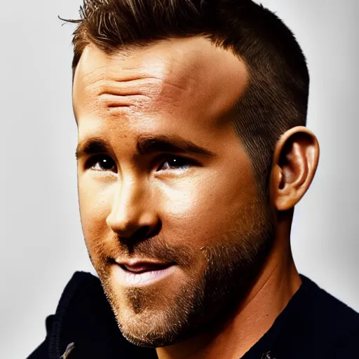 Image similar to studio photo of ryan reynolds, professional photo, close up, studio lighting, high quality