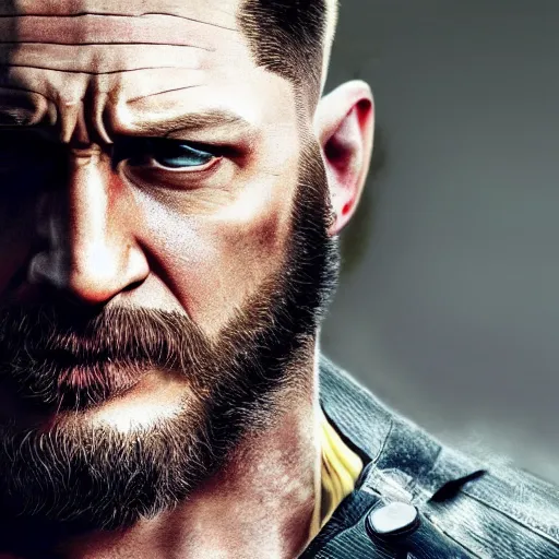 Image similar to Tom Hardy as wolverine 4K quality Photorealism